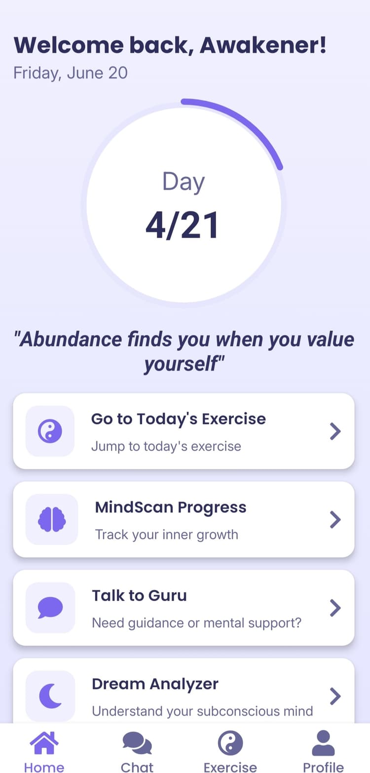 SubconsciousAI Main Screen